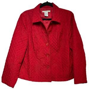 Requirements‎ Quilted Jacket Blazer Red Floral Embroidered Women's Plus Size